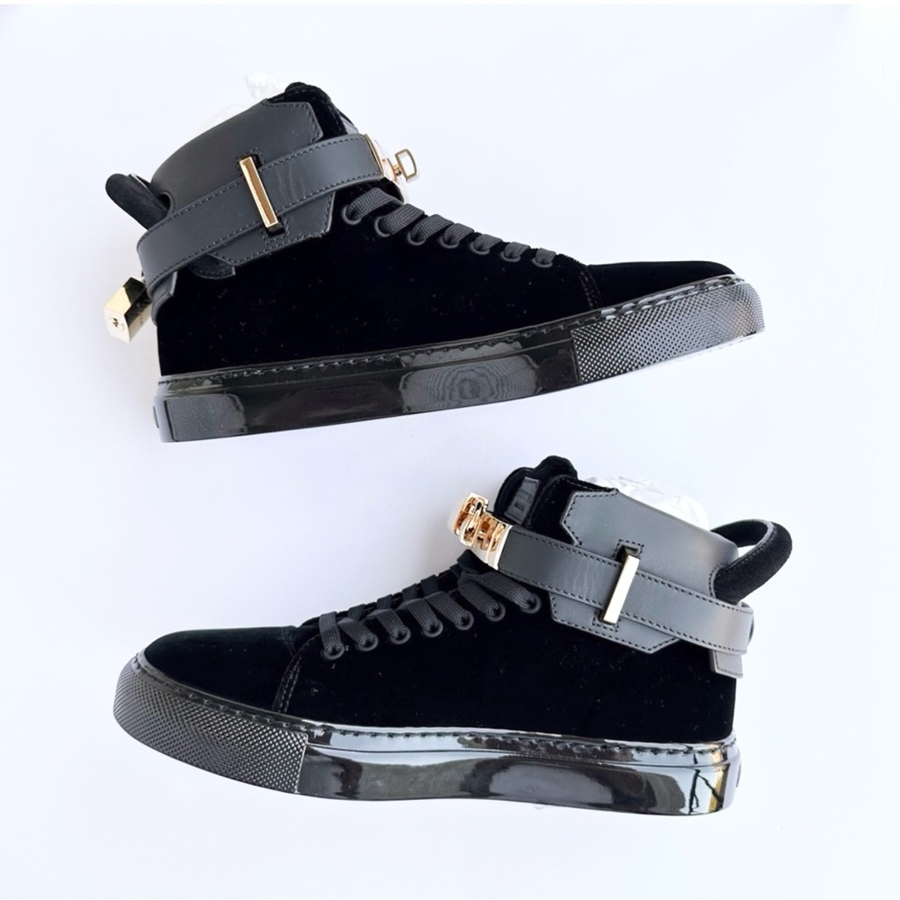 BUSCEMI 100MM Velvet High-Top Gold Lock Sneakers NEW